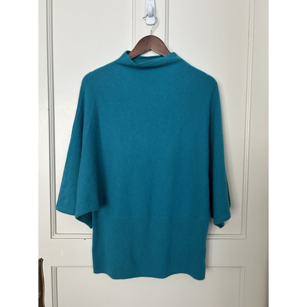 Prive Cashmere High Neck Sweater Womens Size Medium Teal Classic Preppy